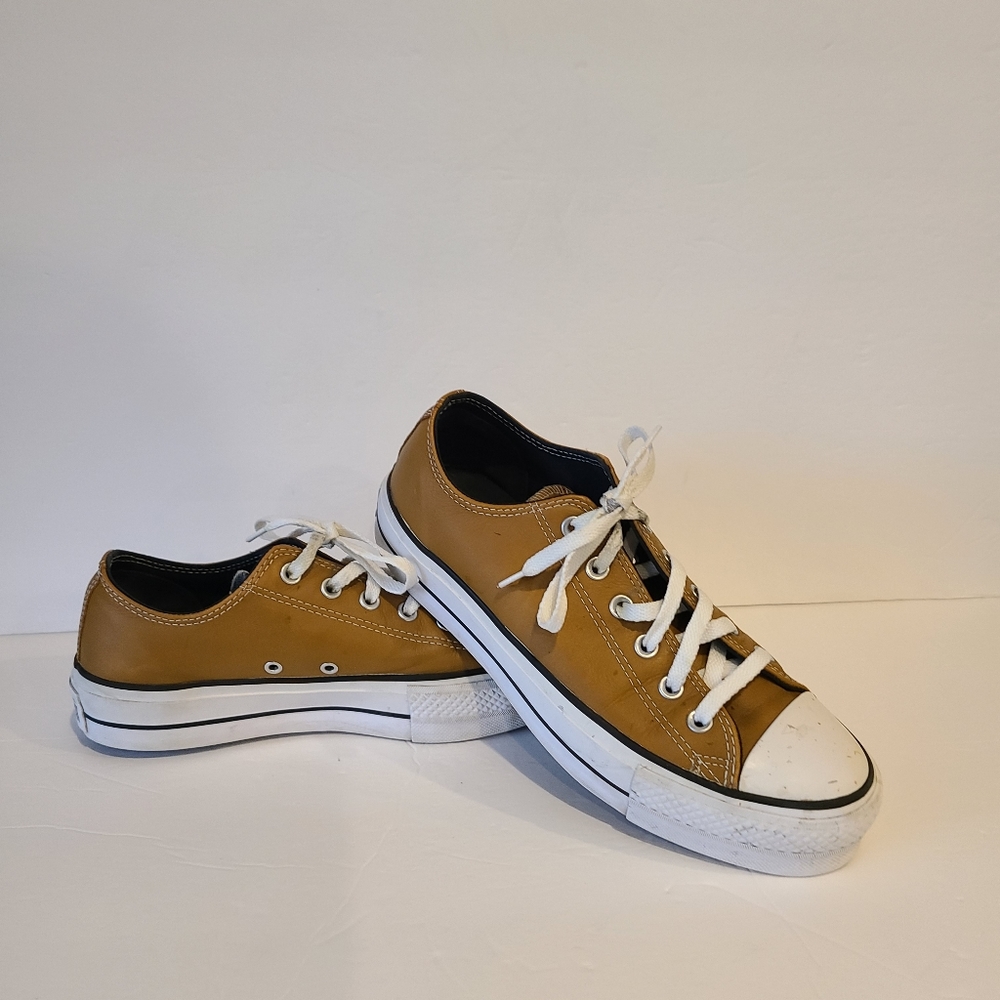 Converse brown leather platform shoes mens sz.10